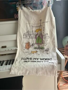 Vintage Cannon “I Love My Work!” Funny Kitchen Tea Towel USA